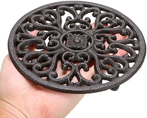 Sumnacon 2Pcs Round Cast Iron Trivets - 6.7 Inch Heat Resistant Iron