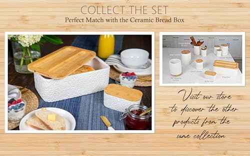Ceramic Butter Dish with Airtight Bamboo Lid, Large 2-Stick Butter