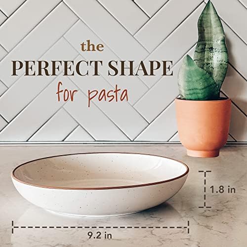 Mora Ceramic Large Pasta Bowls 30oz, Set of 4 - Serving, Salad