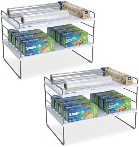 YAN & HIN 2 Pack Expandable Cabinet Organizer Shelf, 3-Tier Kitchen