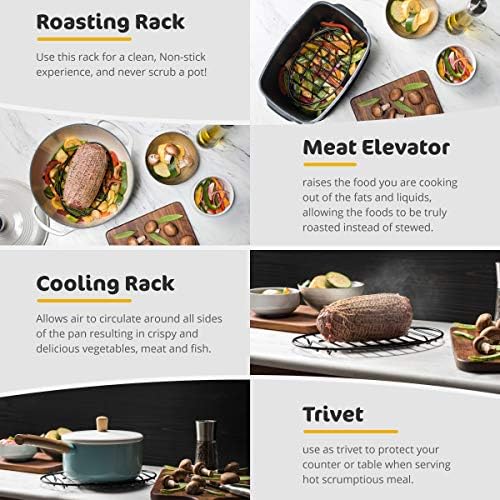 Black, Oval Oven Roasting Rack with Integrated Feet | Ideal for