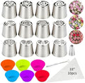 12Pcs Extra Large Russian Piping Tips Set, 304 Stainless Steel Icing