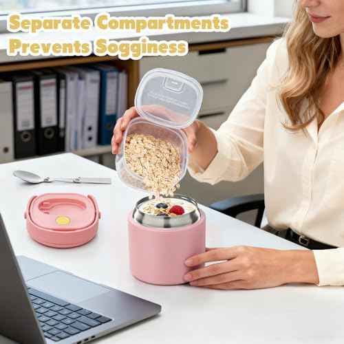 2-in-1 14oz Stainless Steel Soup Thermo with Snack Box