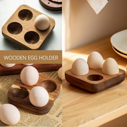 4-Slot Wooden Egg Tray for Refrigerator