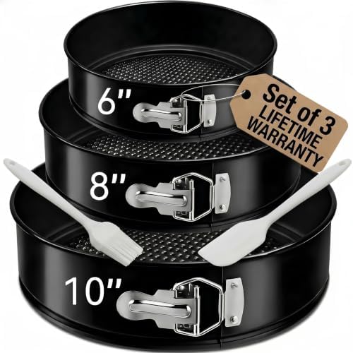 4mm Springform Pan Set of 3 Non-stick Leakproof Round Can Pans 6" 8"