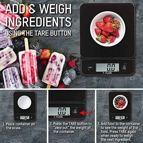 Taylor Glass Top Food Scale with Touch Controls, 11 lb Capacity, Sleek