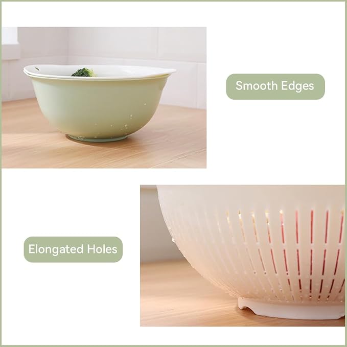 Colander Bowl Set of 2, Nesting Large Capacity Plastic Food Strainer - Image 3