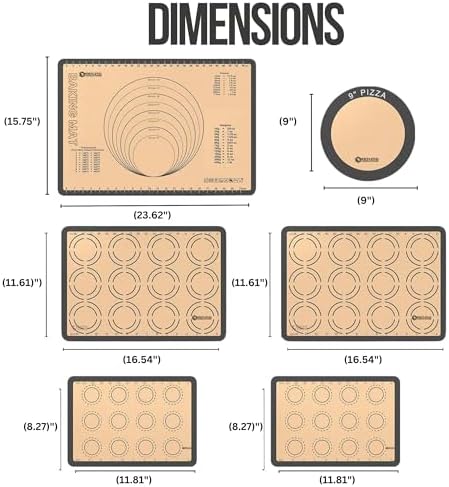 Generic Silicone Baking Mat Set of 6, Gray