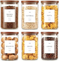 6 Pack Glass Jars with Acacia Lids, 32oz Pantry Airtight Storage