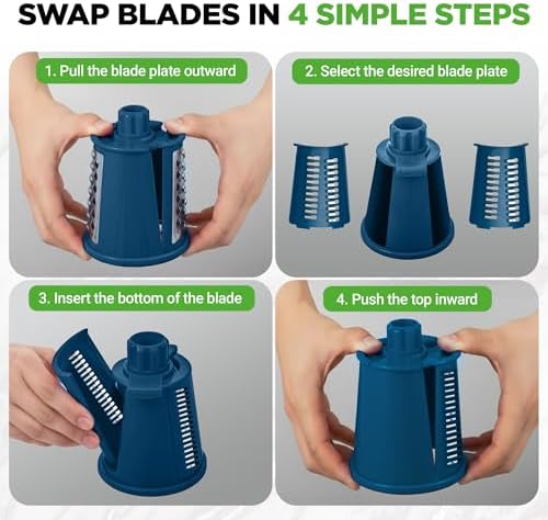 NutriChef 5-in-1 Cheese Grater, Blue