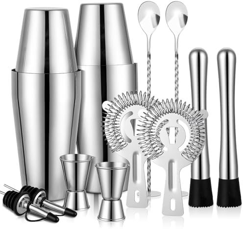 Mwellewm Cocktail Shaker Set, Boston Shakers, Bartending Drink Shaker