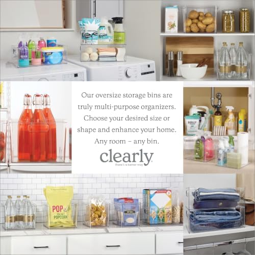 Open Front Pantry Storage Bins, 16"x10"x6", 4 Pack