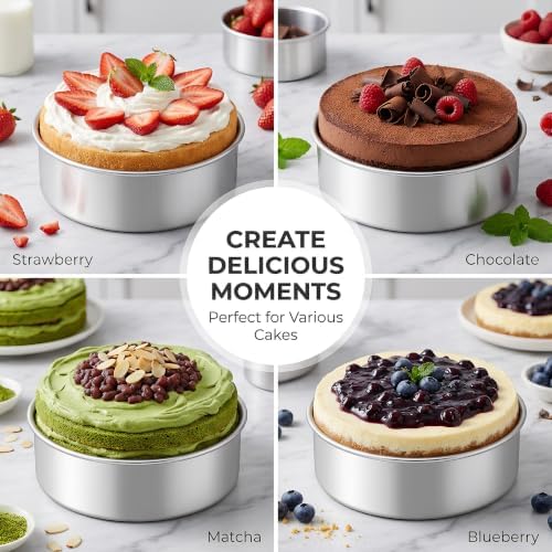 Homikit 6 Inch Round Cake Pan Set of 2, Stainless Steel Smash Baking