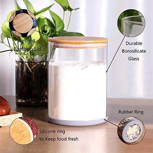 Set of 2 Large Glass Food Storage jar, 100 FL OZ (3000ml) Glass Flour