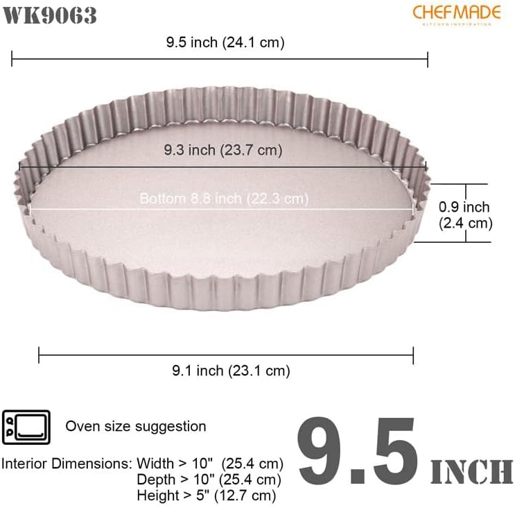 CHEFMADE Tart Pan Set, 7" and 9" Round Pie Pan with Removable Loose