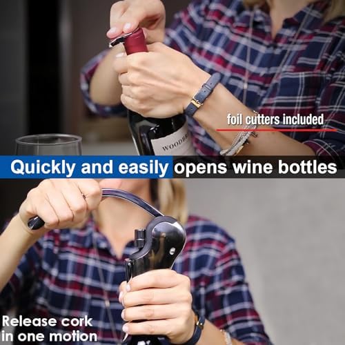 KEISSCO Stainless Steel Wine Opener Set - Compact Vertical Corkscrew