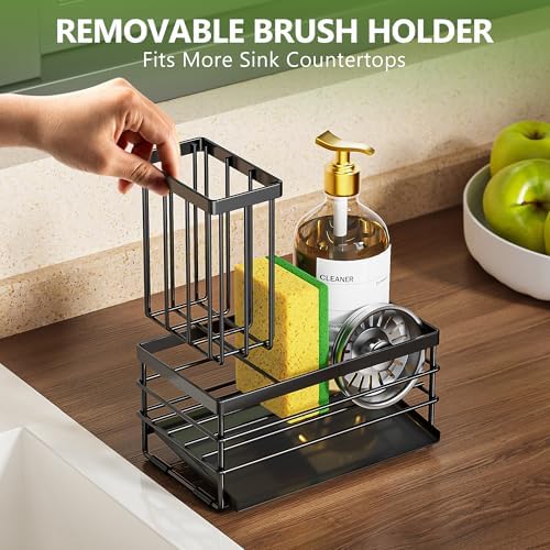 Cisily Stainless Steel Sink Caddy with Brush Holder