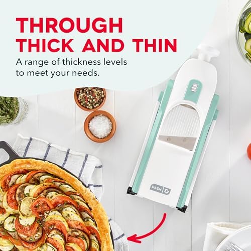 Dash Safe Slice Mandoline Slicer, Adjustable 30+ Combos, Aqua