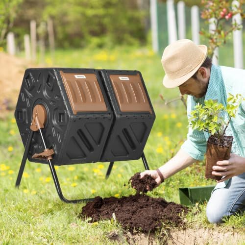 Outsunny 34.5 Gallon Dual Chamber Compost Tumbler