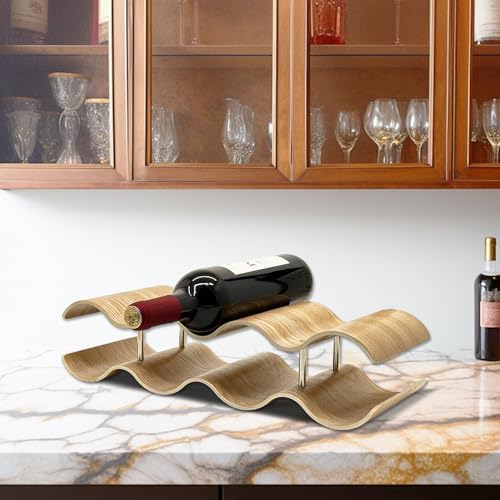 2-Tier Wine Rack Countertop, 7 Bottles Wooden Wine Holder Inserts for