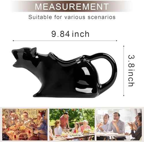 Cat Gravy Boat, 8.5 Oz Ceramic Sauce Boat for Gravy, Warming Sauces