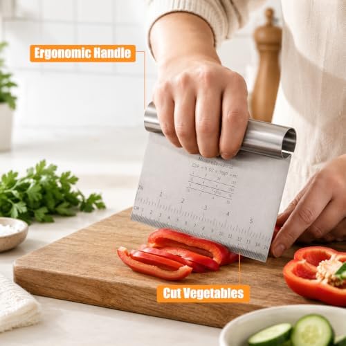 4Pcs Dough Cutter Set, Stainless Steel 12/10/8/6" Bench Scraper