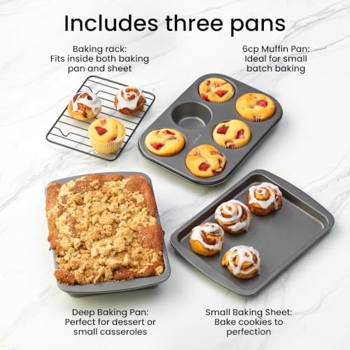 GoodCook 4-Piece Nonstick Steel Toaster Oven Set with Sheet Pan, Rack