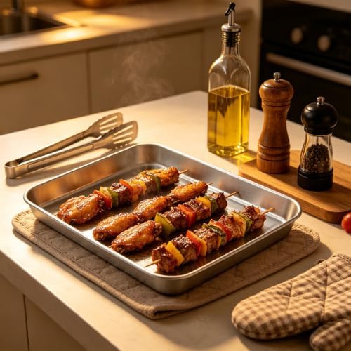 Baking Sheet Set of 2, Pastry Sheet Pan Pair Stainless Steel, 10X8