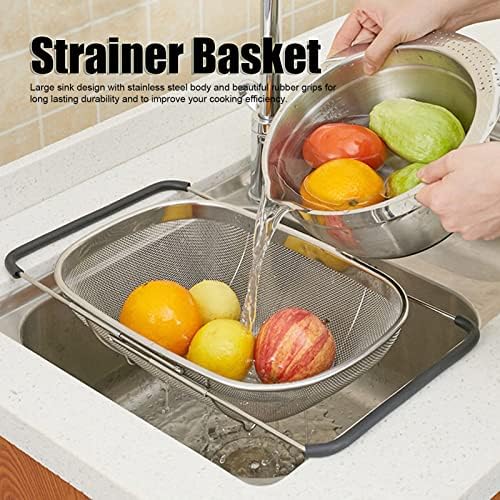 Expandable Stainless Steel Colander, Over the Sink Colander Strainer