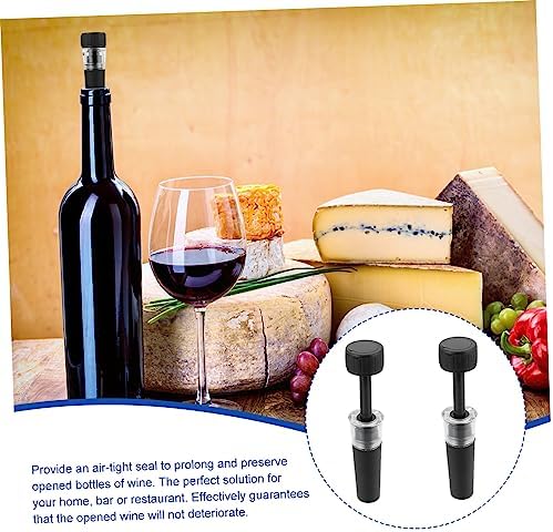 2pcs Vacuum Wine Stopper Black Plastic for Wine Bottles