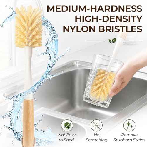 2-Pack 11.4 Inch Bamboo Bottle Brushes