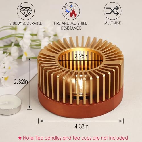 KAYCROWN Teapot Warmer, Aluminum Alloy & Wood Tea Warmer with Tealight