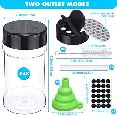 Mimorou 48 Pcs 7 oz Clear Plastic Spice Jars with Shaker Lids and