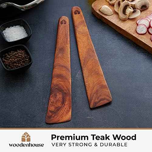 12-Inch Teak Wood Spatula Set, 2-Piece