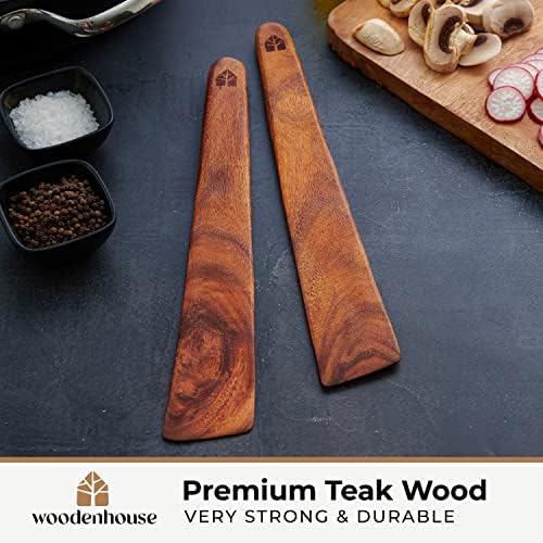 12-Inch Teak Wood Spatula and Ladle Set