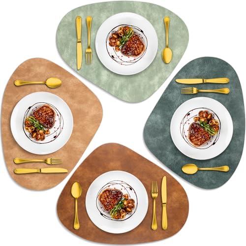 ADRIMER Oval Placemats Set of 4, 4 Colors, Heat Resistant 13x17