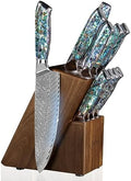 SENKEN 11-Piece Damascus Knife Block Set, Japanese VG10 Steel