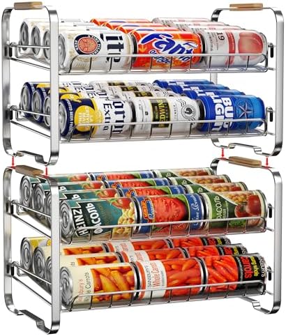 MAXIFFE 2-Tier Can Organizer for Pantry, 16.9"W × 11.5"D × 16.7"H