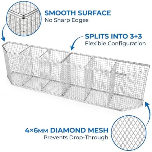 2-Piece Dishwasher Basket for Silverware, 304 Stainless Steel