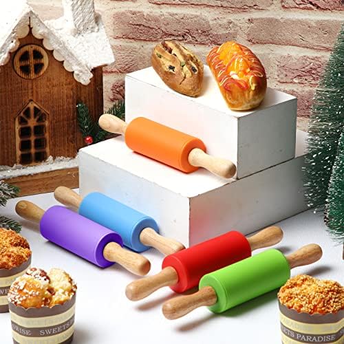 Thenshop 10 Pcs 9 Inch Mini Rolling Pins, Small Kids Dough Rollers