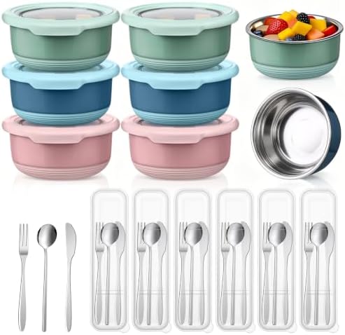 LemonRoad 36 Pcs Stainless Steel Snack Containers Bento Lunch Box for
