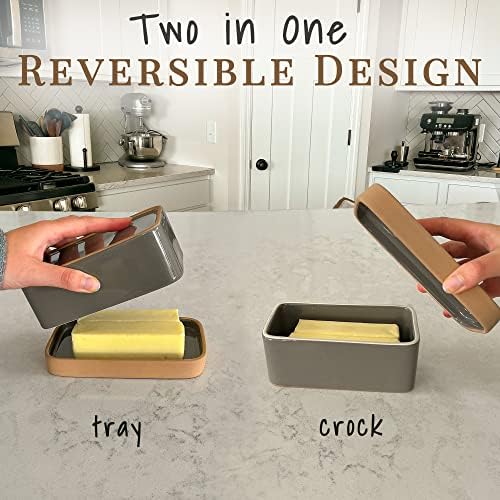MORA CERAMICS HIT PAUSE Two-in-One Butter Dish with Lid, Covered Crock