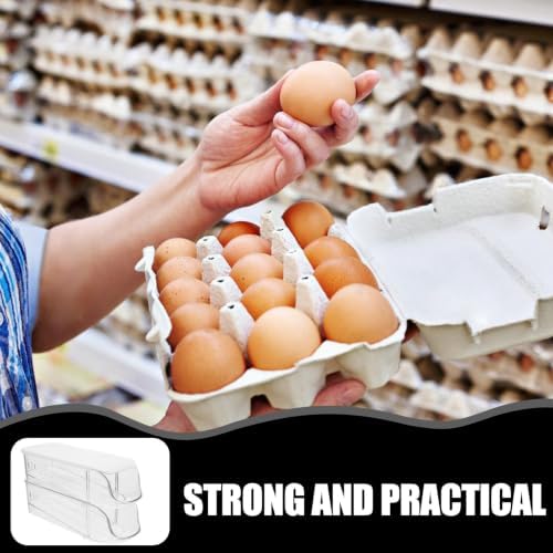 2pcs Drawer Egg Holder, Plastic Rack for Neat Fridge Organization