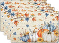 Kawani Fall Pumpkin Maple Leaf Placemats Set of 4 Vintage Autumn