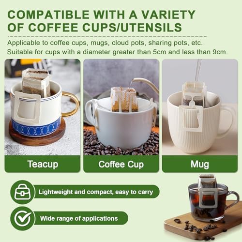 CARGEN 100Pcs Portable Coffee Filter Paper Bags,Hanging Ear Drip