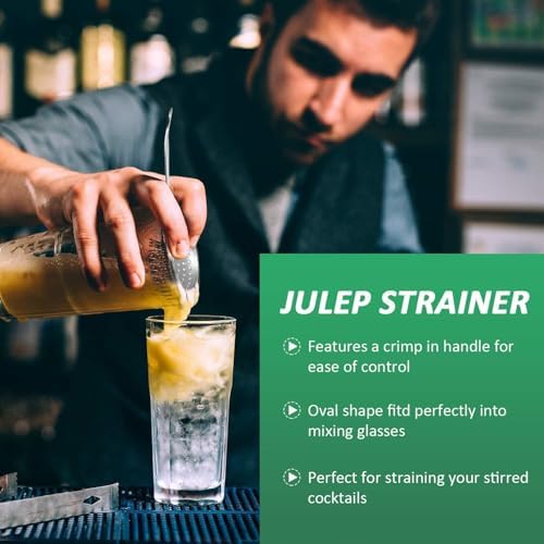 Boao 4 Pack Julep Strainers Stainless Steel Strainer Cocktail Spoon