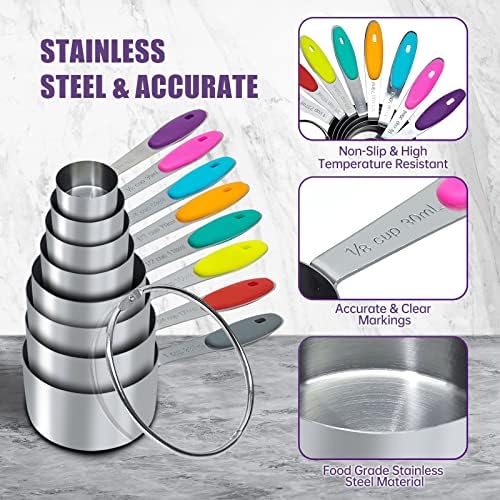16PCS Magnetic Measuring Spoons and Measuring Cups Set, 7 Double-Sided