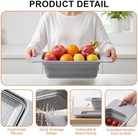 2Pack Collapsible Colander Strainer - Silicone Over the Sink Colander