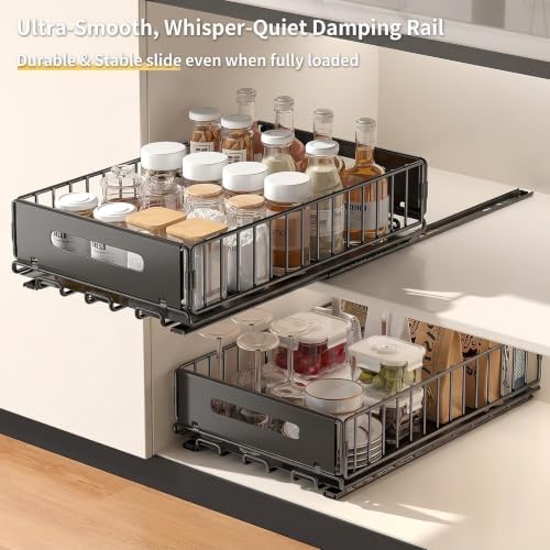 PureBox Pull Out Cabinet Organizer for Kitchen, 2 Pack Slide Out