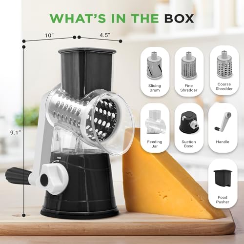 Nutrichef 3 in 1 Cheese Grater & Shredder | Strong Suction Base